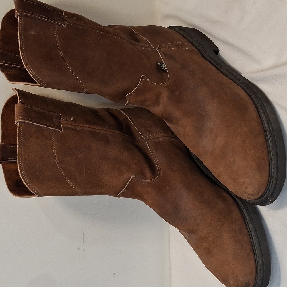 Justin Mens Conductor Work Boot 10" Size 13D Leather 4760 Brown Soft Toe - Picture 4 of 13